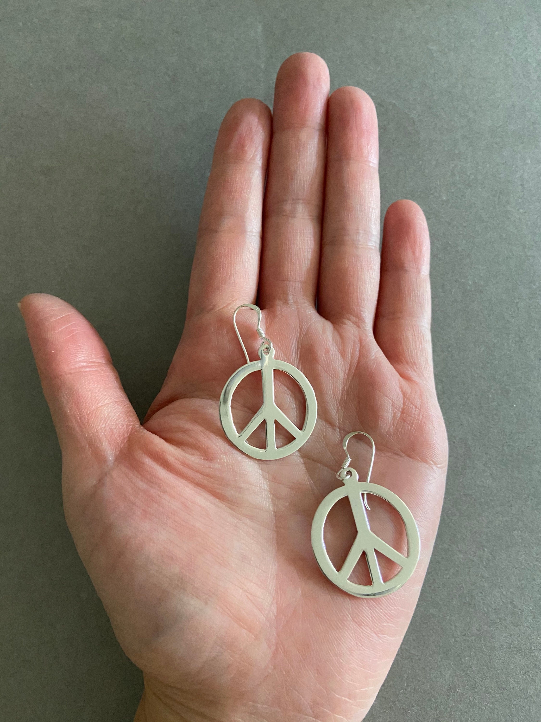 Sterling silver peace sign earrings sale