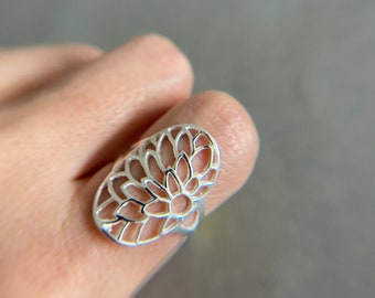 Sterling Silver Lotus Flower Rings - Sterling Silver