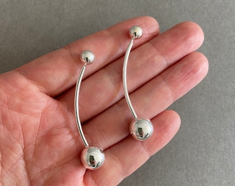 Silver Big Ball Earrings - Sterling Silver