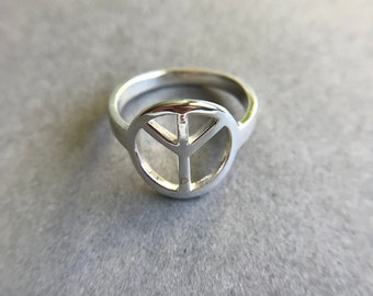 Sterling Silber Peace Zeichen Ring - Sterling Silber