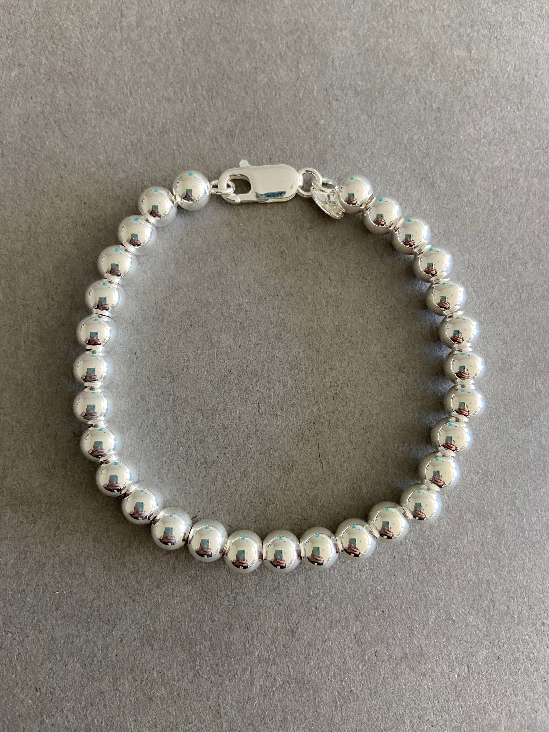 Ball Bracelet Bead Bracelet , 925 Sterling Silver Balls Bracelet , Minimalist Jewelry , Karma Bracelet , 6mm Beads