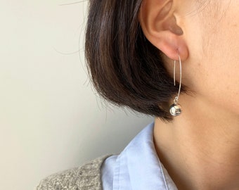 Sterling Silver Big Ball Hoop Dangle Earrings - Sterling Silver