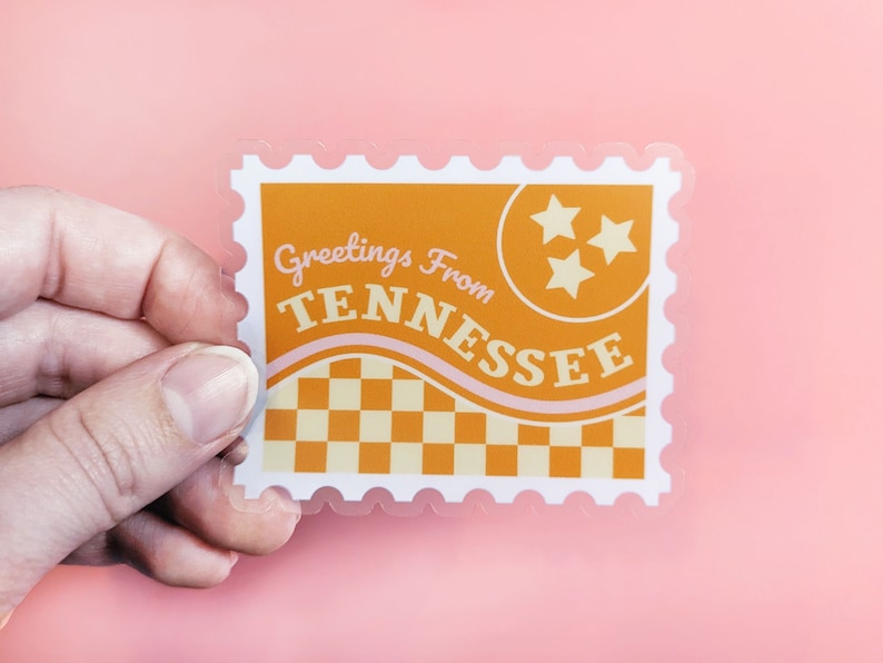 Tennessee Checkerboard Stamp Clear Die Cut Vinyl Sticker zdjęcie 1