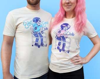 T-shirt en coton rigolo bleu et rose Elder Emo