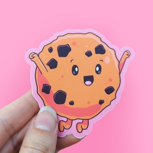 Pegatina de vinilo troquelada con dibujo animado en colores pastel y una linda galleta feliz