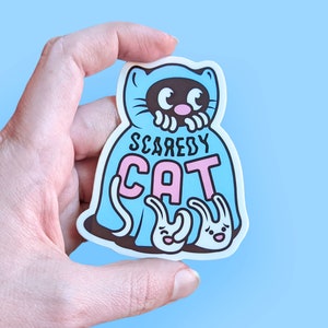Scaredy Cat Die Cut Vinyl Sticker - Etsy