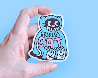 Scaredy Cat Die Cut Vinyl Sticker