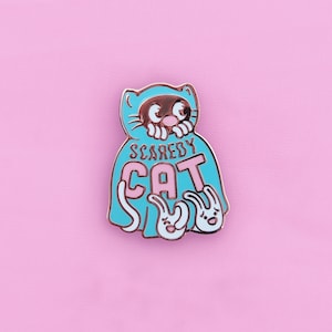 Scaredy Cat Cute Cartoon Pastel Hard Enamel Pin image 4