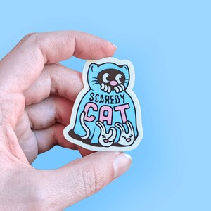 Scaredy Cat Die Cut Vinyl Sticker - Etsy