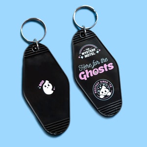 Here for the Ghosts Cute Spooky Mystery Motel Keychain - Retro Inspired Pastel Motel Keychain
