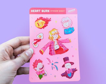 Heart Burn Cute Illustrated Character Sticker Sheet