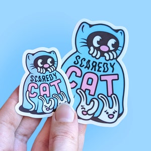 Scaredy Cat Die Cut Vinyl Sticker - Etsy