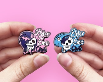 Elder Emo Pink and Blue Hard Enamel Pin