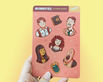 Mummified Cute Illustrated Character Sticker Sheet