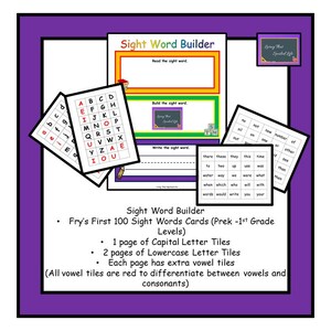 Sight Word Building Printable Worksheet Activity for Preschool Kindergarten First Grade Children (Ink Saver 100 words ONLY 8 pages)