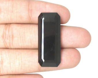 AAA Quality Gems, Natural Onyx Gemstones, Emerald Cut Shape Faceted Cut Gemstones, Black Colour Gemstones, Loose Gemstones, Large Gemstones.