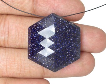 Piedra preciosa de piedra solar azul, talla facetada hexagonal, color azul brillante, gemas sueltas para colgante.