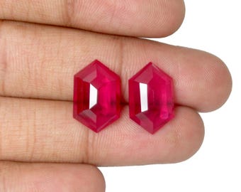 Gemas de rubelita rosa con forma hexagonal, talla facetada, par de gemas sueltas, calidad AAA.