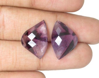 Piedras preciosas de amatista natural, talla facetada, forma elegante, par suelto, color púrpura, piedras preciosas de calidad AAA+.