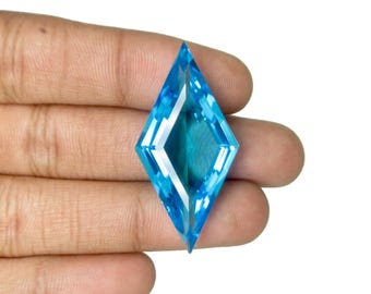 Piedras preciosas de topacio azul, corte facetado en forma de rombo, piedra preciosa suelta hecha a mano, regalo para ella.