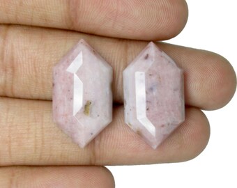 Piedra preciosa de ópalo rosa natural, cabujón facetado con forma hexagonal, suelta, para collar, 27,35 quilates.