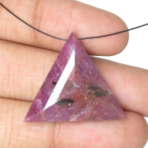 Natural Ruby Triangle Gemstone Pendant, Pink AAA+ Faceted Cabochon