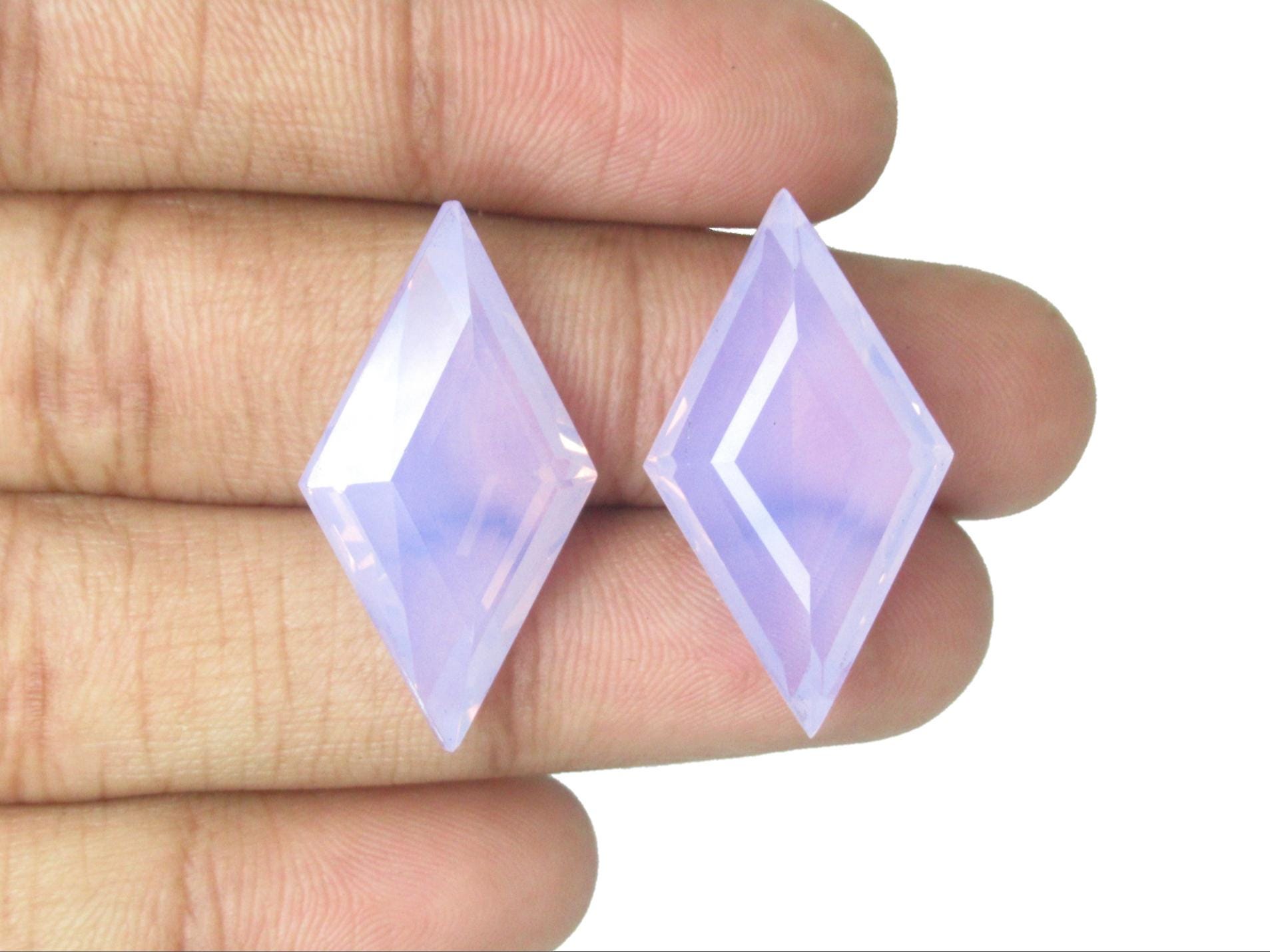 Lavender Quartz Gemstones, Rhombus Shape Faceted Cut Gemstones, Pink Colour Loose Pair Gemstones, Excellent! Quality Gemstones.