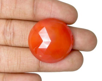 Piedras preciosas de cornalina natural de color naranja, forma redonda, piedra preciosa tallada en facetas, gemas sueltas para collar.