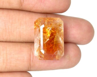 Piedra preciosa de citrino natural, piedras preciosas facetadas de color naranja, piedras preciosas con forma de esmeralda, gemas sueltas para anillos.