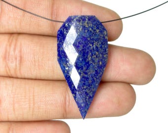 Piedra preciosa lapislázuli azul real natural, cabujón facetado, colgante de cuentas sueltas de forma elegante.