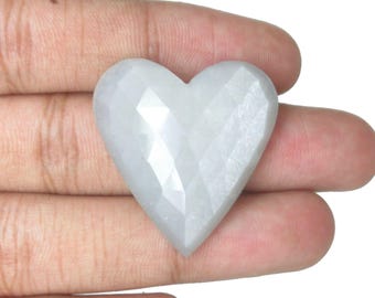 Excellent! Quality Gems, Natural White Moonstone Gemstones, Heart Shape Faceted Cut Gemstones, White Flash Colour Loose Pendant Gemstones.