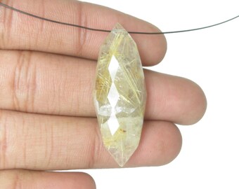 Natural Rutilated Quartz Gemstones, Fancy Shape Faceted Stone, Golden Colour Loose Beads Gems.