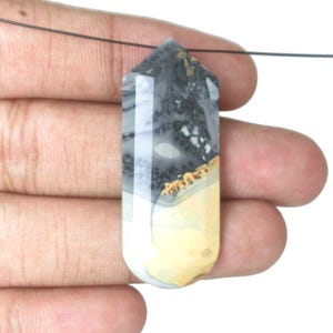 Pendant Gems, Natural Maligano Jasper Gemstones, Fancy Shape Cabochon Faceted Cut Gemstones, Black & Yellow Colour Gems, Loose Beads Gems,