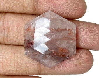 Piedras preciosas de cuarzo rojo de fuego natural, forma hexagonal facetada, color rojo transparente, gemas sueltas para collar.