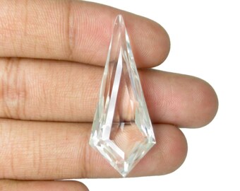 Piedras preciosas hechas a mano: Piedra de cuarzo cristalino natural, facetada en forma de cometa, gemas sueltas de color transparente para collar.