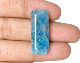 Piedra preciosa de apatita natural, talla esmeralda, facetada, color azul, gemas sueltas para colgante, 27,55 quilates.