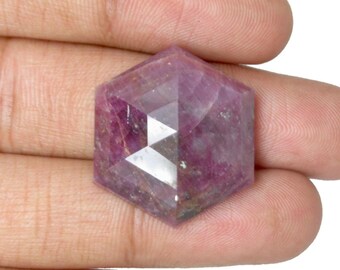 Piedras preciosas de zafiro natural, forma hexagonal, color rosa brillante facetado, regalo suelto para ella.