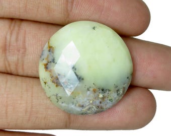 Gemas de ópalo dendrítico natural, forma redonda, facetadas, color amarillo y negro, regalo para ella.