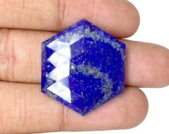 Gemas de lapislázuli natural de calidad AAA, facetadas, de color azul, forma hexagonal, sueltas para colgantes.