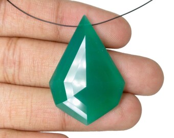 Piedras preciosas de ónix natural, forma elegante, corte facetado, piedra preciosa de color verde, cuentas sueltas para colgantes.