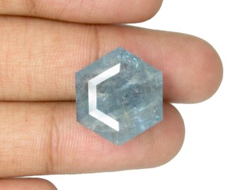 Piedras preciosas de aguamarina natural para la fabricación de joyas, forma hexagonal, piedra preciosa suelta facetada, piedras preciosas de color azul.