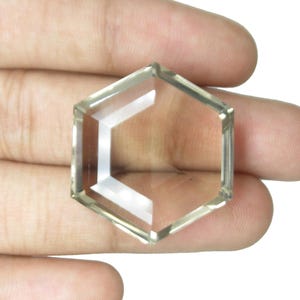 Black & Clear Gemstones, Natural Smokey Quartz Gemstones, Hexagon Shape Faceted Cut Gemstone, Loose Gemstone, Pendant Gemstone.