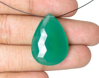 Piedras preciosas de ónix natural, forma de pera, corte facetado, piedra preciosa de color verde, cuentas sueltas para colgantes.