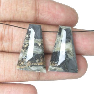 Natural Maligano Jasper Gemstones, Fancy Shape Cabochon Gemstones, Faceted Cut Black & Yellow Colour Gemstones, Loose Beads Gemstones.