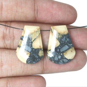 Natural Maligano Jasper Gemstones, Fancy Shape Cabochon Gemstones, Faceted Cut Black & Yellow Colour Gemstones, Loose Beads Gemstones.
