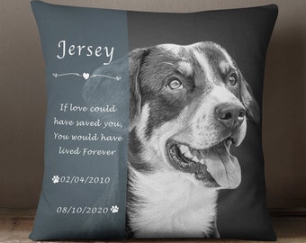 Pet Memorial Photo Pillow With Black And White Effect. Professional Photo Editing Included. Pillow Case Option Available. Pet Loss Gift