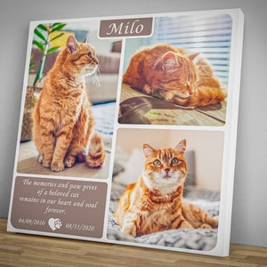 Cat Memorial Print Canvas, Pet Memorial Gift, Cat Loss Gift, Custom Pet Portrait, Cat Memorial, Cat Memorial Gift, Cat Loss, Custom Canvas