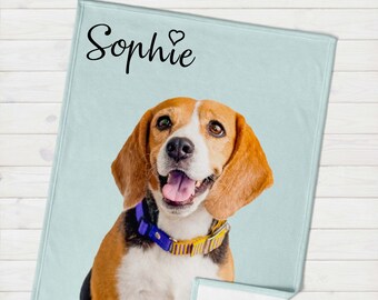 Custom Pet Photo Blanket: Personalized Dog Memorial Gift