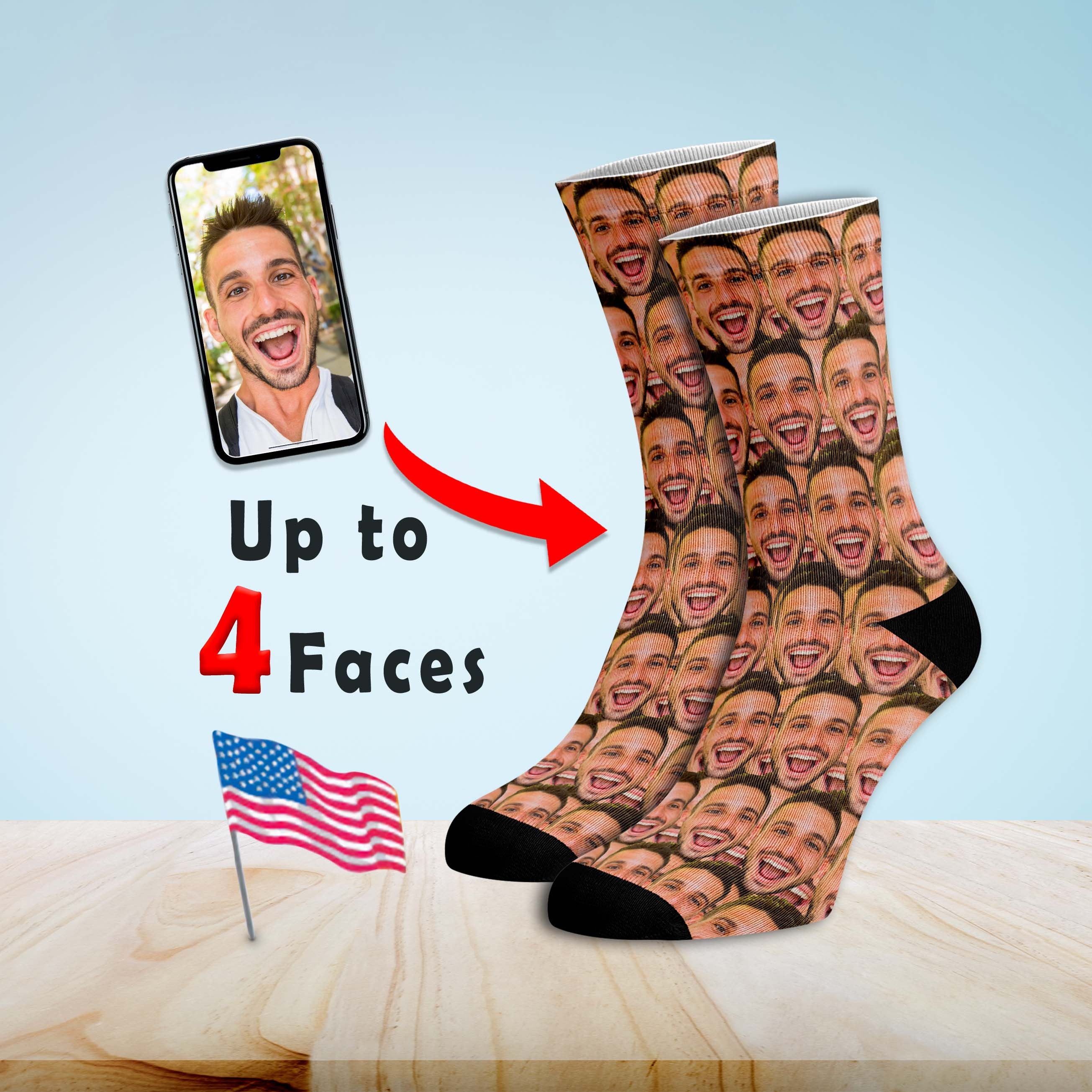 Custom Face Socks 4 Faces Photo Socks Custom Socks Etsy
