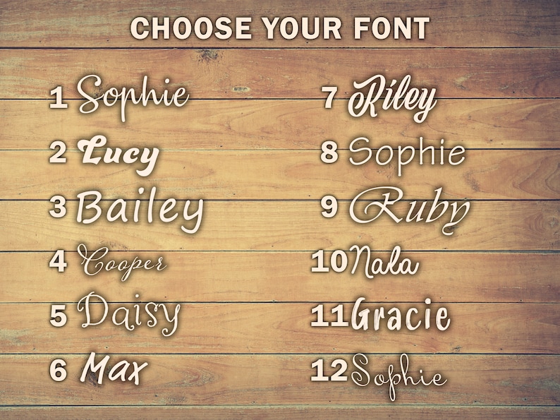 many fonts can be chosen for the name